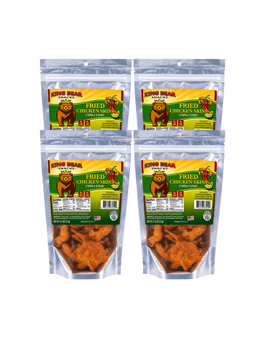 King Bear Snacks - Fried Chicken Skins Chili Lime 4-Pack Bundle