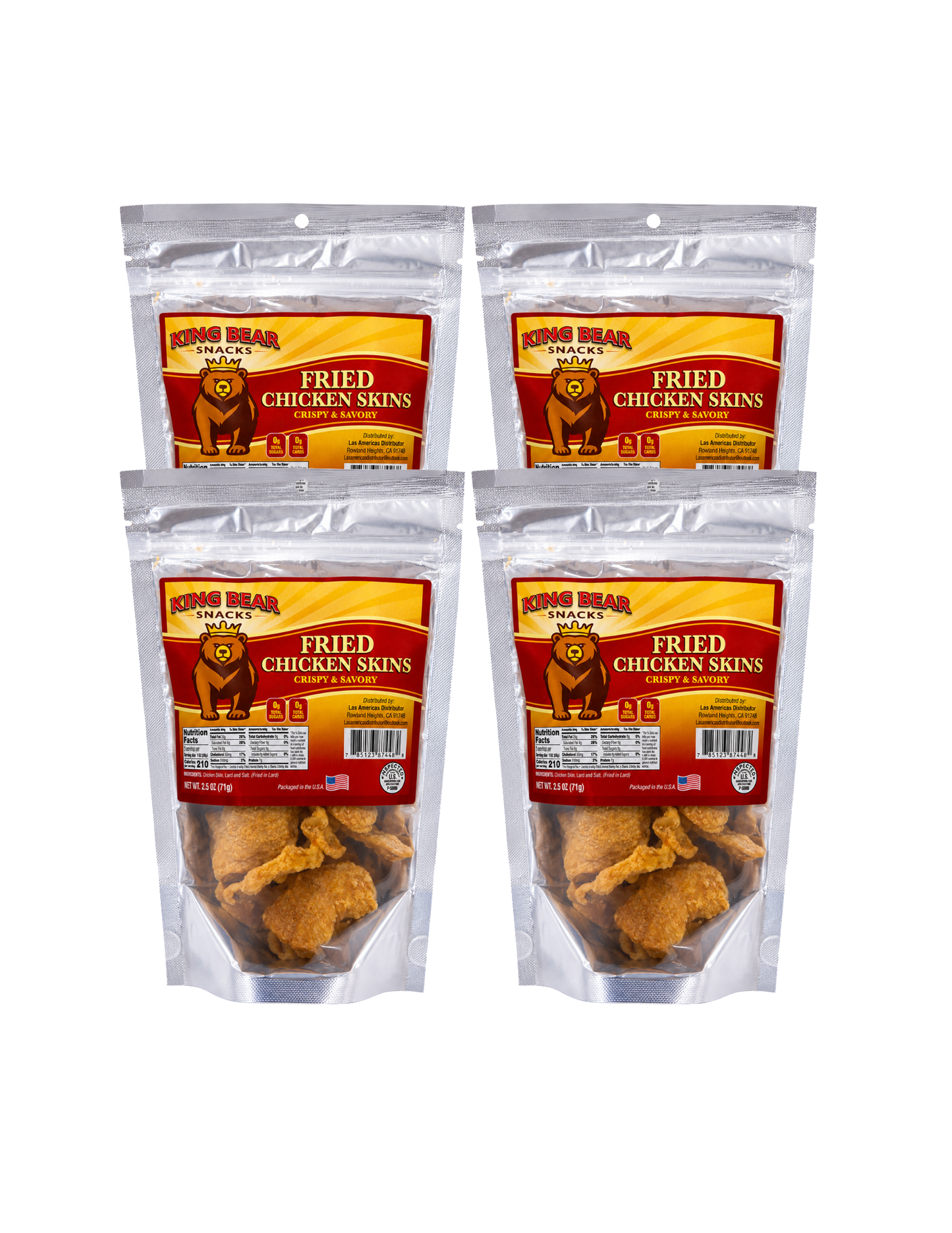King Bear Snacks - Fried Chicken Skins Original 4-Pack Bundle
