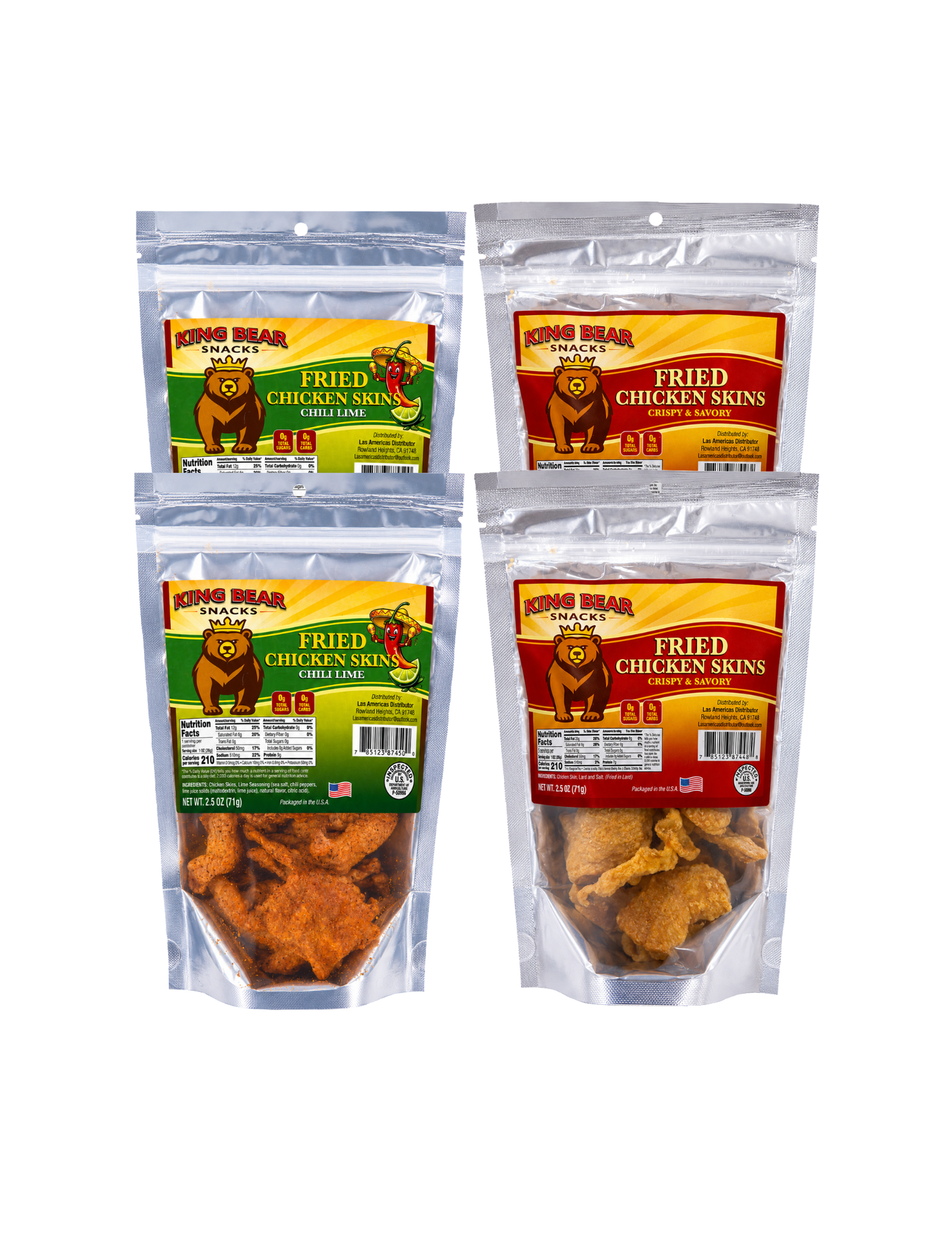 King Bear Snacks - Fried Chicken Skins Variety 4-Pack Bundle