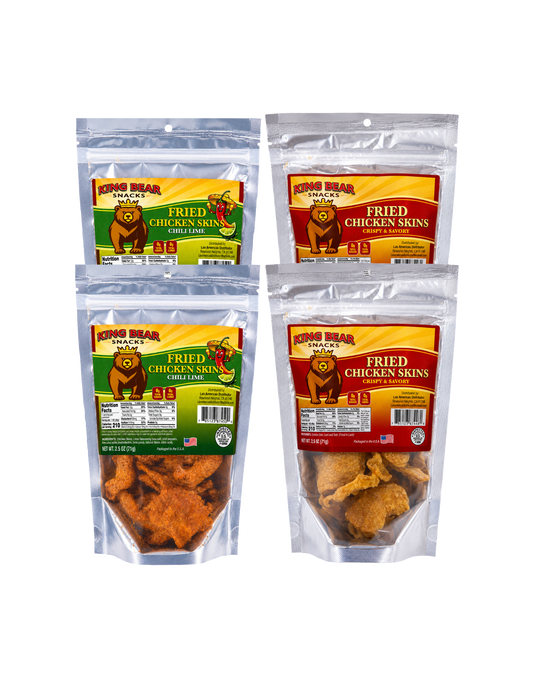 King Bear Snacks - Fried Chicken Skins Variety 4-Pack Bundle